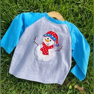 Snowman appliqué, baseball tee